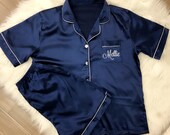 HIGH QUALITY Personalized SET Silk Pajamas Bridesmaids Short Shirt Bridal shorts bridesmaid pajamas, bridesmaid gifts Bridesmaid pajama1