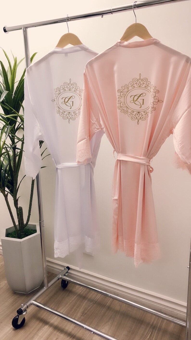 PERSONALIZED ROBE add your LOGO our use our fonts Lace Robe Etsy