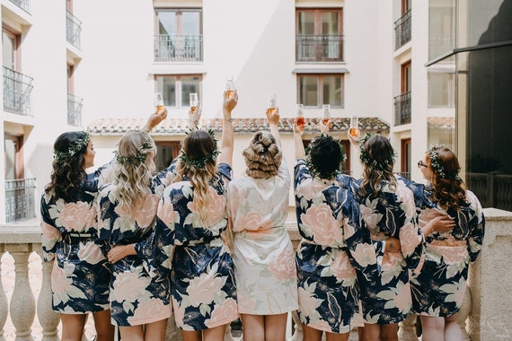 floral satin robes for bridesmaids