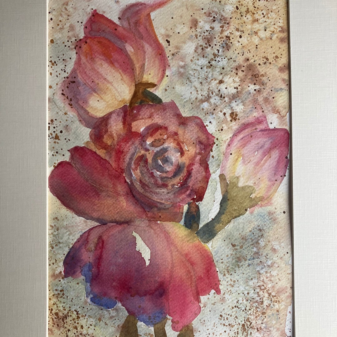 Watercolour Deep Red Roses Watercolour of Red Roses. Painting of Wild Flowers. Abstract Plants. - Etsy