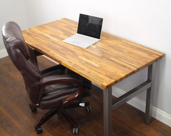 Modern Desk / Steel and Wood / industrial / urban furniture / rustic office furniture / butcher block desk / rustic desk / standing desk