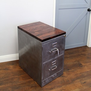 Metal Filing Cabinet 2-Drawer Refinished Legal size / Wood Top / industrial cabinet / metal filing cabinet / rustic office furniture image 1