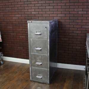 Refinished 4 drawer Fire Proof FireKing Metal Filing Cabinet / industrial cabinet / metal filing cabinet / industrial office / Hon image 1