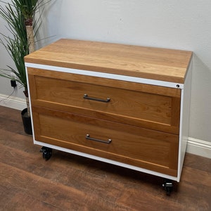File Cabinet Steel and Wood, Refinished File Cabinet, 2 drawer Cabinet, Chic Modern Office Cabinet, Cabinet Rustic, industrial Modern Urban