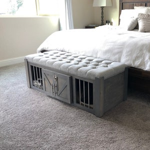 Dog Crate Ottoman Small Dog Kennel Soft Cushion Top Crate Fully