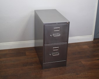 Refinished Steel Filing Cabinet: Rustic Industrial Office, 2-Drawer