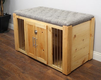 Dog Crate Ottoman - small dog kennel / Soft Cushion Top / Fully Custom / Dog House / crate bench / rustic furniture / farmhouse pet rustic