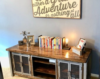 Rustic Solid Wood Console | Modern Farmhouse Credenza / Media Center | Handmade TV Stand & Entryway Furniture | Custom Sizes Available