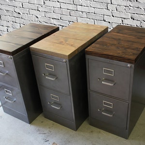 File Cabinet Refinished / 2-drawer letter-size Metal / Wood Top / industrial / metal filing cabinet / rustic office furniture