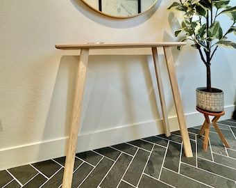 Solid Maple Entry Table, Angled Legs, Handmade Console
