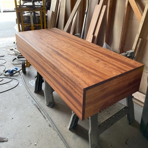 Modern waterfall Floating Bathroom Vanity for Alcove & Notch for vessel sink in solid wood and handmade in USA