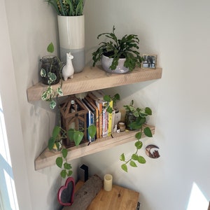 Floating Corner Shelf, Thick Solid Wood Shelves, Corner Shelves, Large Shelf, Rustic Shelf, Modern Shelf, Office Shelf, Living Room Shelf