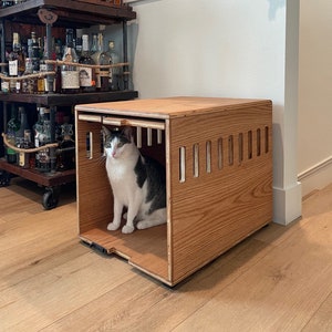 Litter Box Enclosure for cats no tracking with flip up easy access door, Litter Cabinet handmade in USA, solid wood, Litter nightstand Tray
