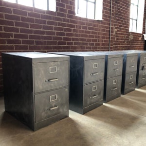 Metal Filing Cabinet 2-Drawer Refinished Legal size / Wood Top / industrial cabinet / metal filing cabinet / rustic office furniture image 2