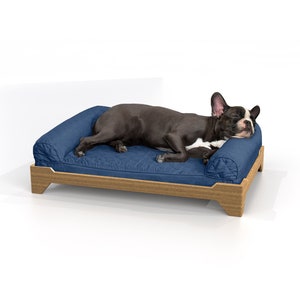 Dog Bed in Large Size with Cushion, Raised per bed, Modern and handmade from solid wood in USA, Dog Pad, Dog Cot, Lounge, Doggie Cushion