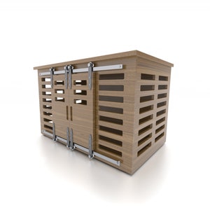 Modern Oak Plywood Dog Crate, Sliding Barn Doors, Handmade USA - Etsy