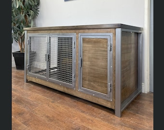 Dog Crate and Storage Cabinet for Food, Raised Dog Crate, Industrial Dog Crate, Unchewable Dog Crate, Crate for big dogs, Swing door crate