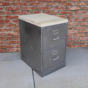 Metal Filing Cabinet 2-Drawer Refinished Legal size / Wood Top / industrial cabinet / metal filing cabinet / rustic office furniture image 3