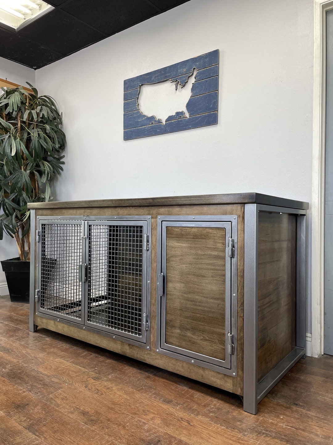 Dog Crate and Storage Cabinet for Food Raised Dog Crate - Etsy