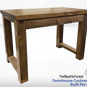 Farmhouse One Drawer Custom Build Desk in Solid Wood, Home Office Desk, Small Desk Handmade in USA