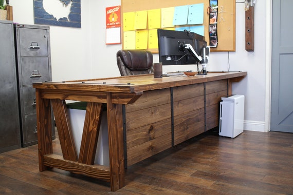 Desk Barn Door Style Solid Wood Rustic Industrial Urban Etsy