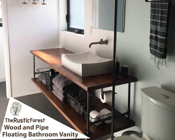 Floating Bathroom Vanity With Pipe Industrial Restroom - Small Country Style Bathroom Vanity Floating Bathroom Vanity With Pipe Industrial Restroom - Small Country Style Bathroom Vanity