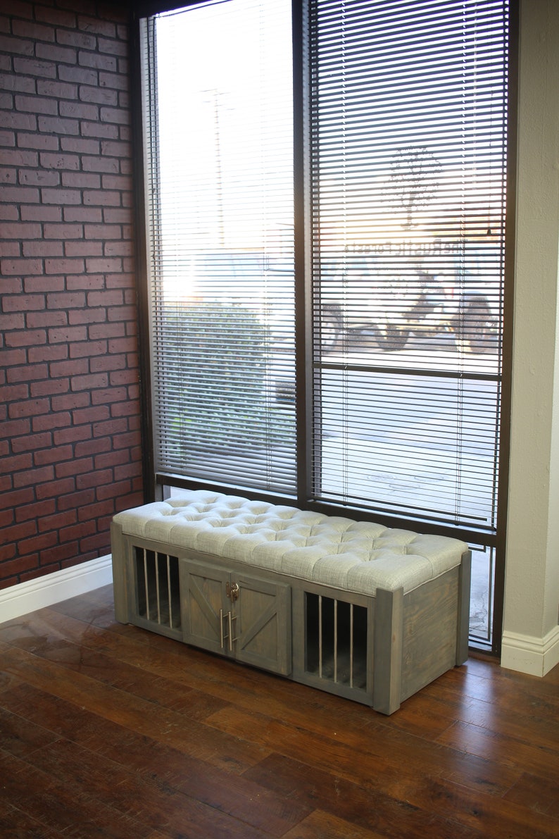 Ottoman Dog Crate small dog kennel / Soft Cushion Top / Etsy