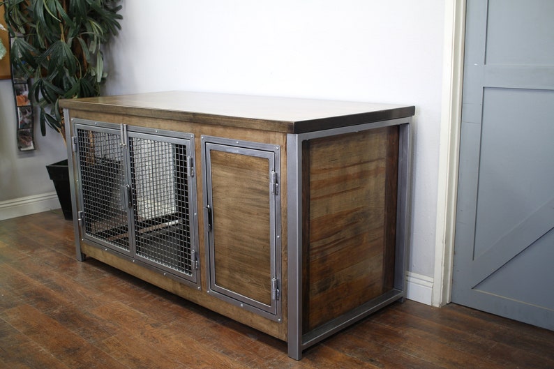 Dog Crate and Storage Cabinet for Food, Raised Dog Crate, Industrial Dog Crate, Unchewable Dog Crate, Crate for big dogs, Swing door crate image 2