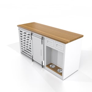 Dog Crate With Feeding Station - Storage / Dog Bowls / Credenza / Crate ...