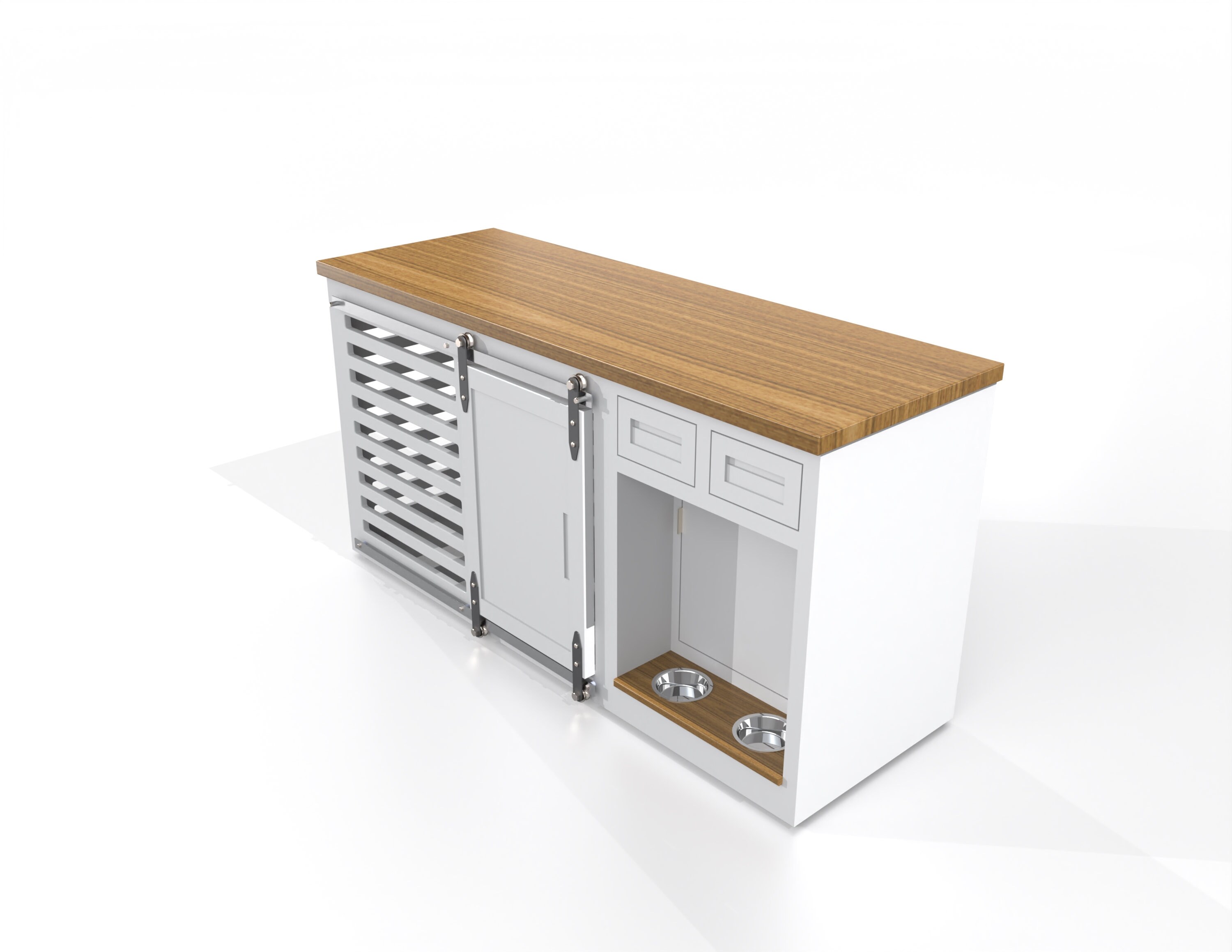 Dog Crate With Feeding Station Storage / Dog Bowls / - Etsy - Crates With Built-In Feeding Systems For Dogs
