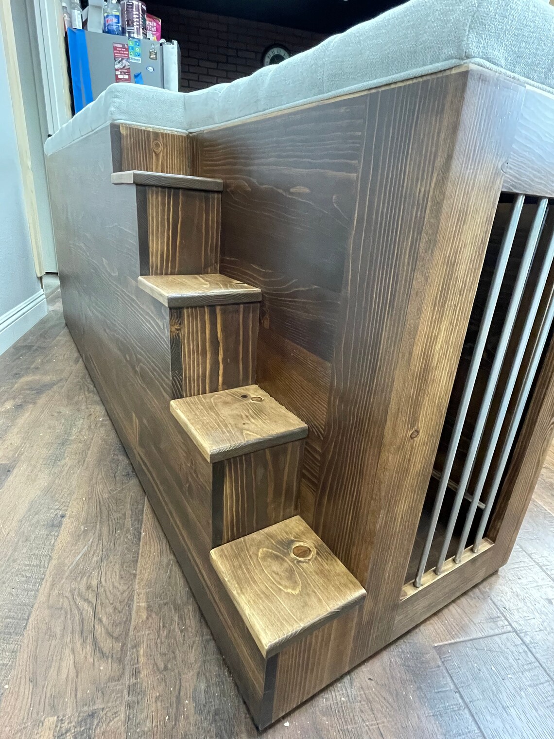 Curated visual reference: Dog Crate Ottoman With Stairs Soft Cushion Top Fully Custom Photo Inspiration