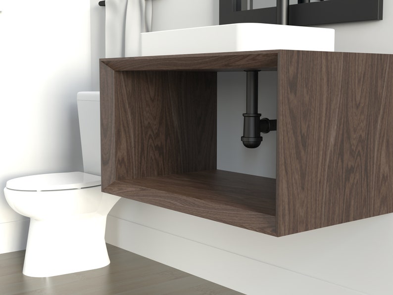 Waterfall Bathroom Vanity Floating all Wood / Scandinavian / Industrial restroom / Modern Vanity / Rustic Furniture / contemporary image 3