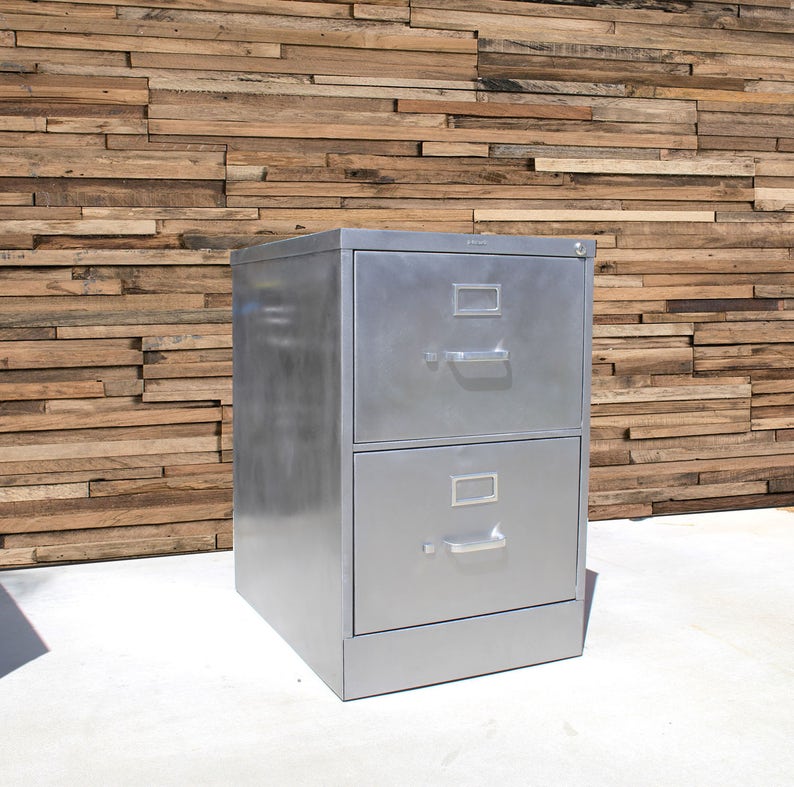 Metal Filing Cabinet 2-Drawer Refinished Legal size / Wood Top / industrial cabinet / metal filing cabinet / rustic office furniture image 6