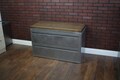 Refinished Lateral Metal File Cabinet with 2 drawers and brushed steel, Modern Industrial Cabinet, Office Rustic Industrial File Cabinet