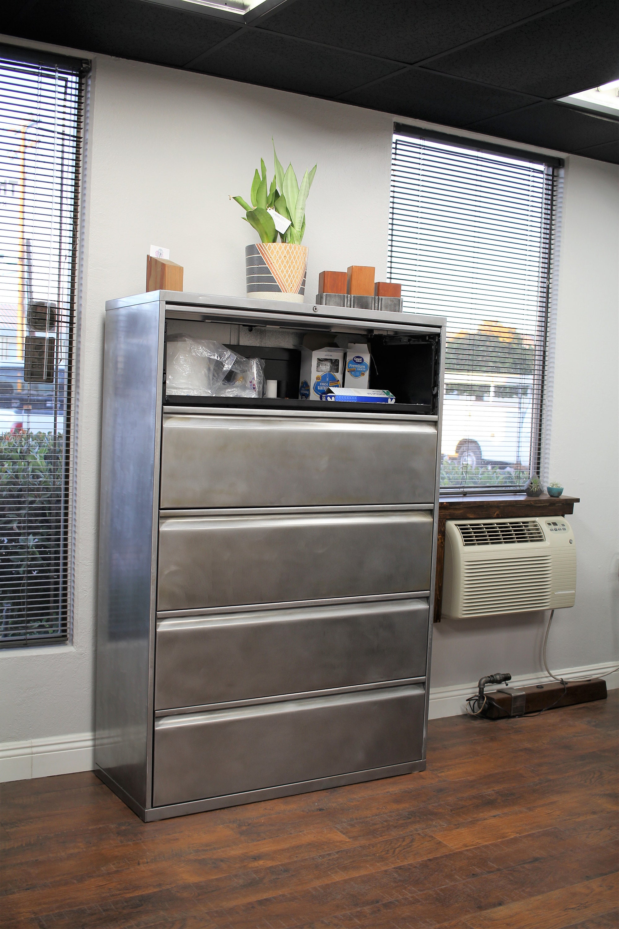 Refinished Large 5 drawer Metal Filing w/ Wood Top / Etsy