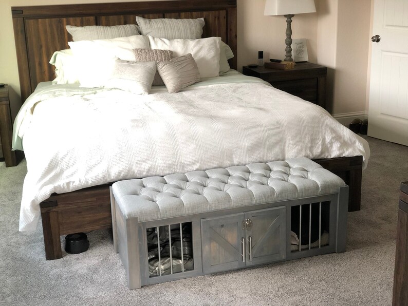 Ottoman Dog Crate Small Kennel Soft Cushion Top Fully Custom House Credenza Rustic Furniture Farmhouse Pet