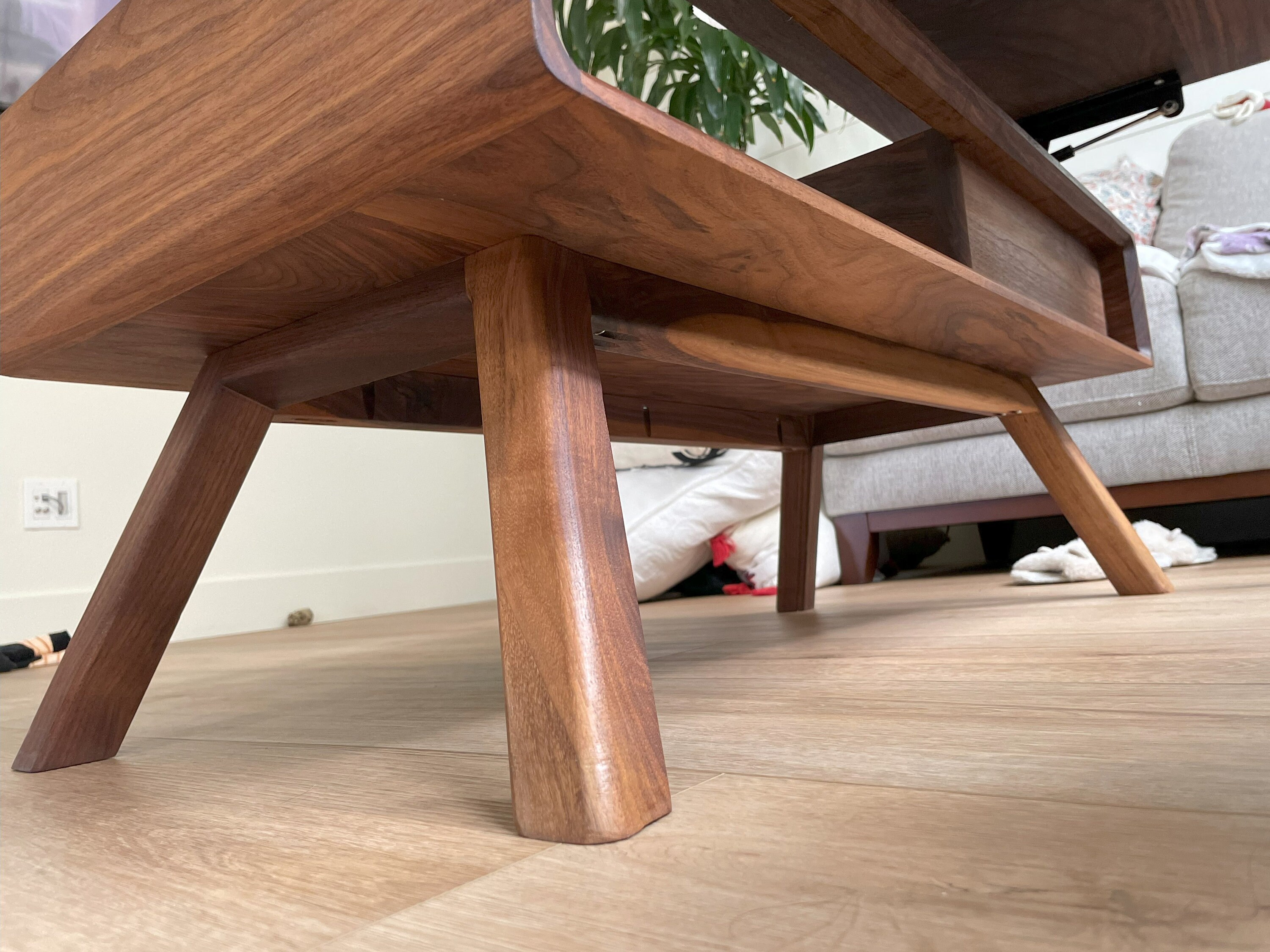 Mid Century Modern Coffee Table | Solid Wood Walnut Table With Hidden ...