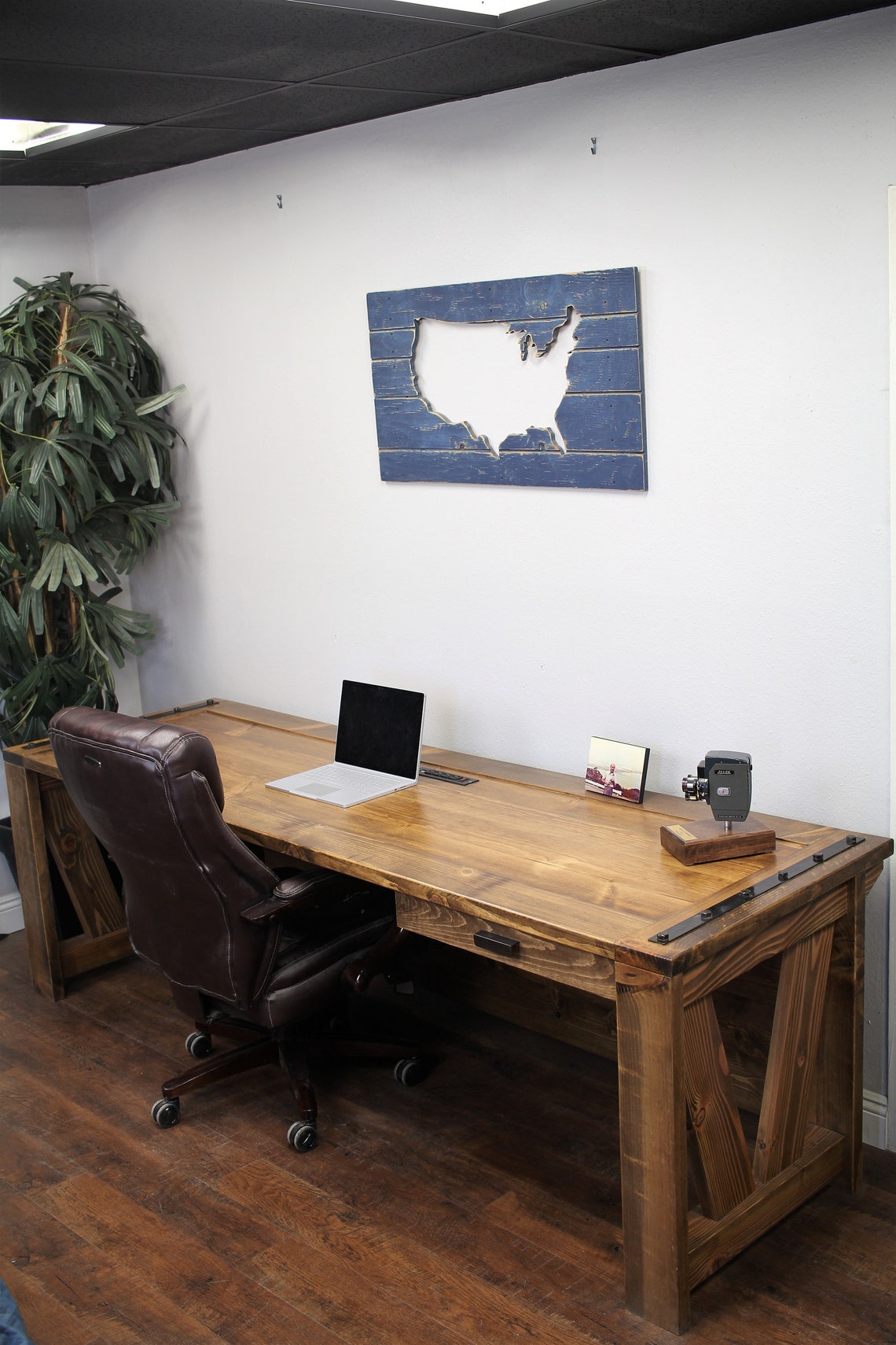 Desk Barn Door Style Solid Wood Rustic Farmhouse / Etsy