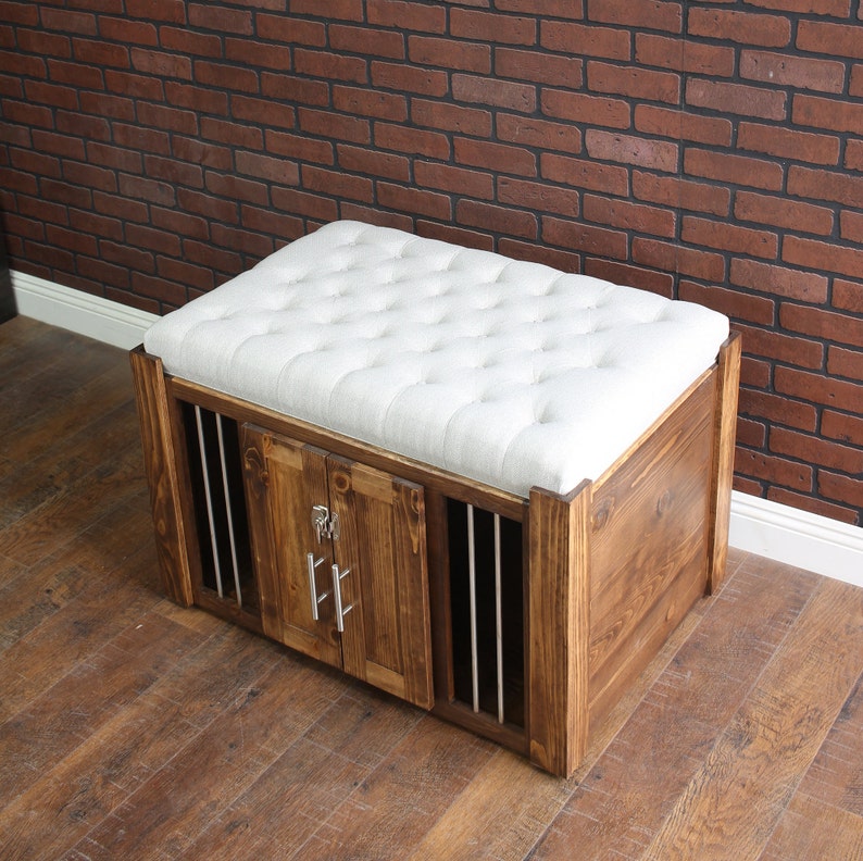 Ottoman Dog Crate small dog kennel / Soft Cushion Top / Etsy