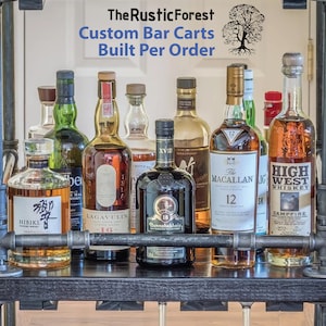 Bar Cart CUSTOM - Pipe & Wood bar Rustic Industrial / Unique / whiskey bar / wine cart / island / Urban Drink Cart / liquor cabinet