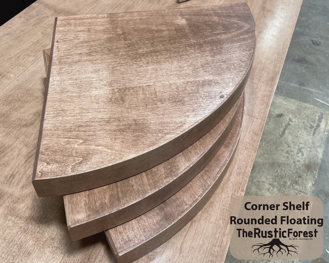 Floating Rounded Corner Shelf Solid Wood / Wall Decor / Shelving