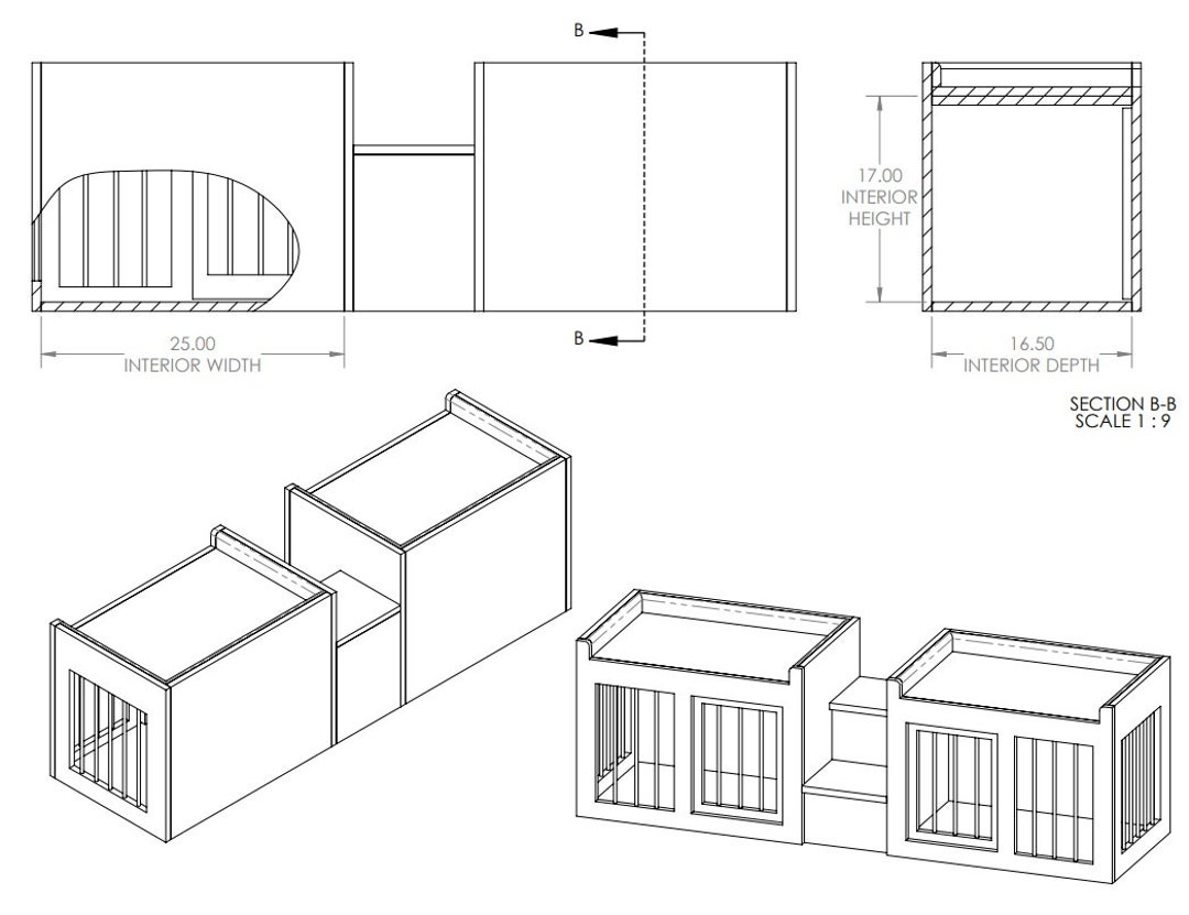 Dog Crate Ottoman With Center Stairs / Fully Custom / Dog House / Crate