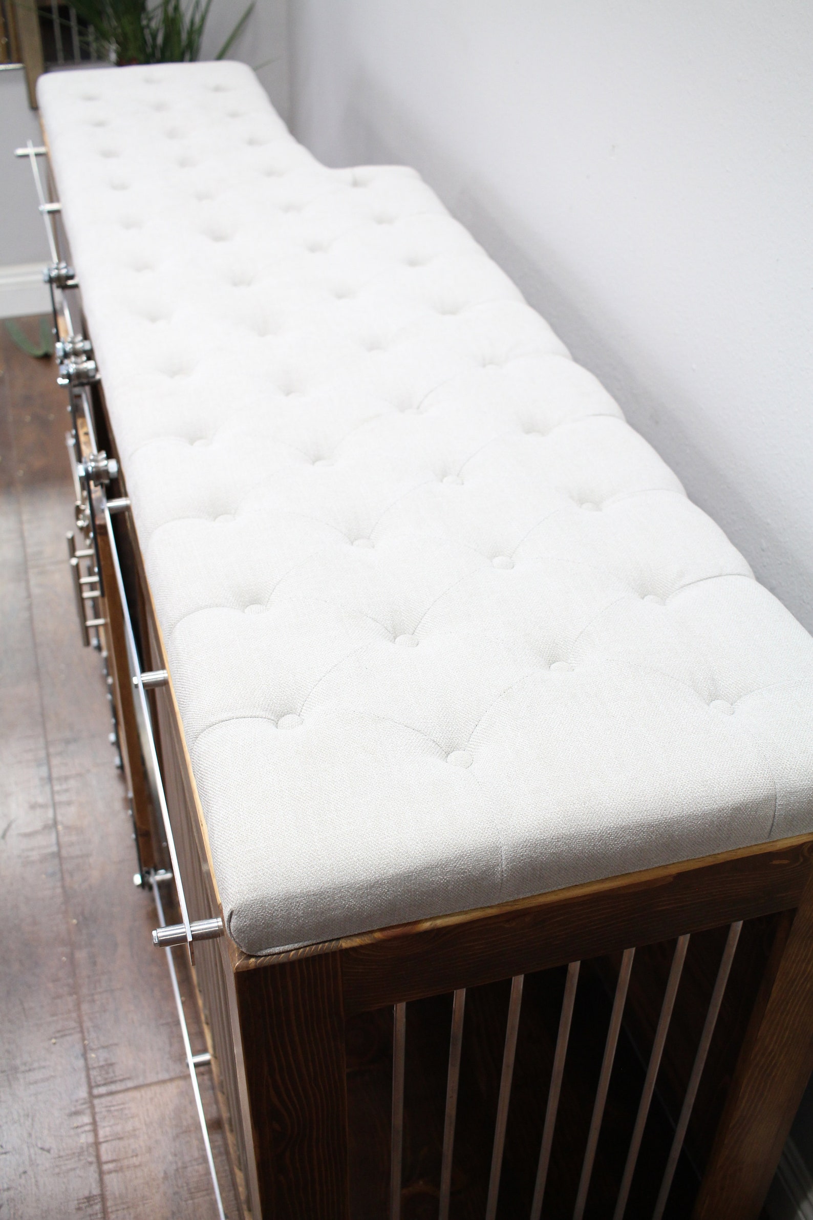 Dog Crate Ottoman With Stairs / Soft Cushion Top / Fully Custom / Dog ... - Dog Crate Ottoman For Small Spaces