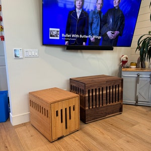 Picture of Modern Dog Crate With Flip up Space Saving Door and Cushion, Solid or ...