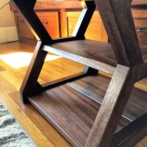 Modern End Table in solid wood, living room Side Table, Handmade office table, steel and wood table, industrial contemporary Scandinavian image 5