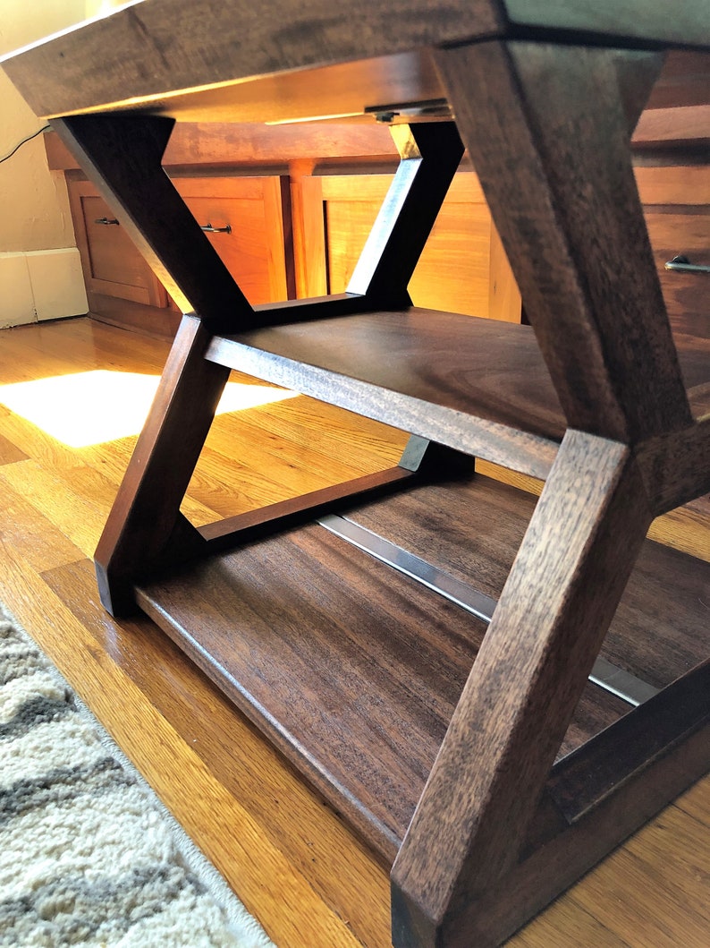 Modern End Table in solid wood, living room Side Table, Handmade office table, steel and wood table, industrial contemporary Scandinavian image 5