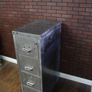 Refinished 4 drawer Fire Proof FireKing Metal Filing Cabinet / industrial cabinet / metal filing cabinet / industrial office / Hon image 5