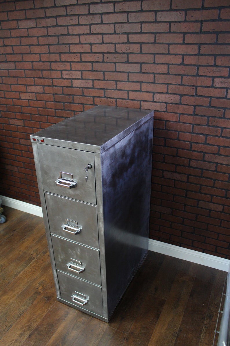 Refinished 4 drawer Fire Proof FireKing Metal Filing Cabinet / industrial cabinet / metal filing cabinet / industrial office / Hon image 5