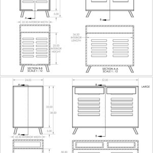 Mid-Century Modern Dog Crate with flip up door and drawers for storage, Handmade in USA Dog House Credenza, kennel, fable crate image 3