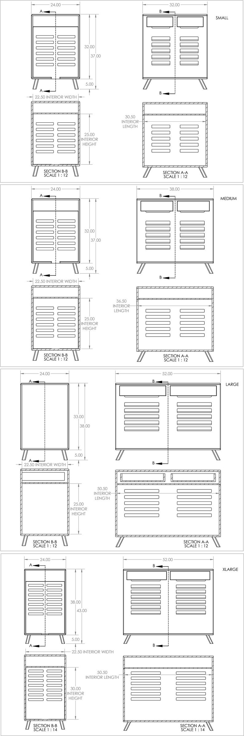 Mid-Century Modern Dog Crate with flip up door and drawers for storage, Handmade in USA Dog House Credenza, kennel, fable crate image 3